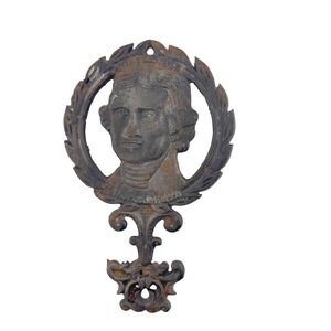 Thomas Jefferson Cast Iron Trivet Wall Plaque Portrait Relief Rustic Patina‎